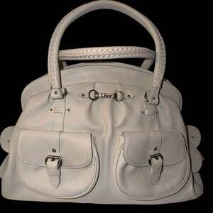 Vintage Christian Dior White Leather Handbag